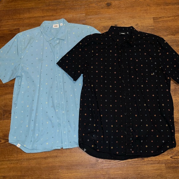 Vans Black Colorful Printed Short Sleeve Button Up Pocket Shirt Cotton Size XL - Picture 9 of 11